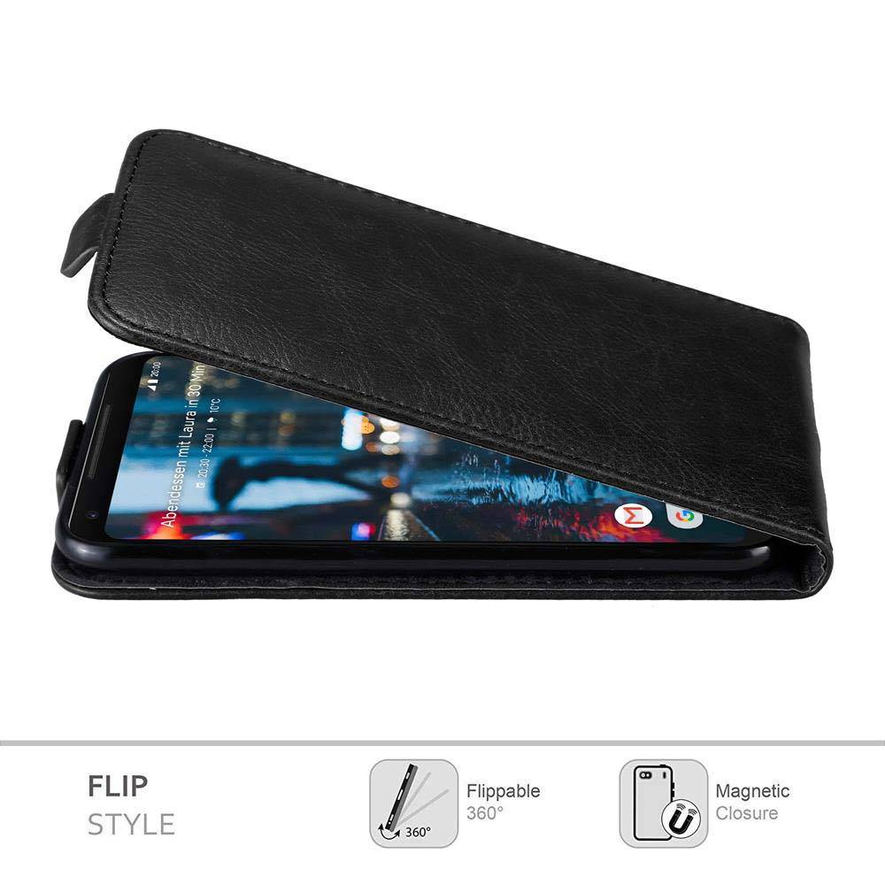 Cadorabo Hülle für Google PIXEL 2 XL Schutz Hülle in Schwarz Flip Etui Handyhülle Case Cover