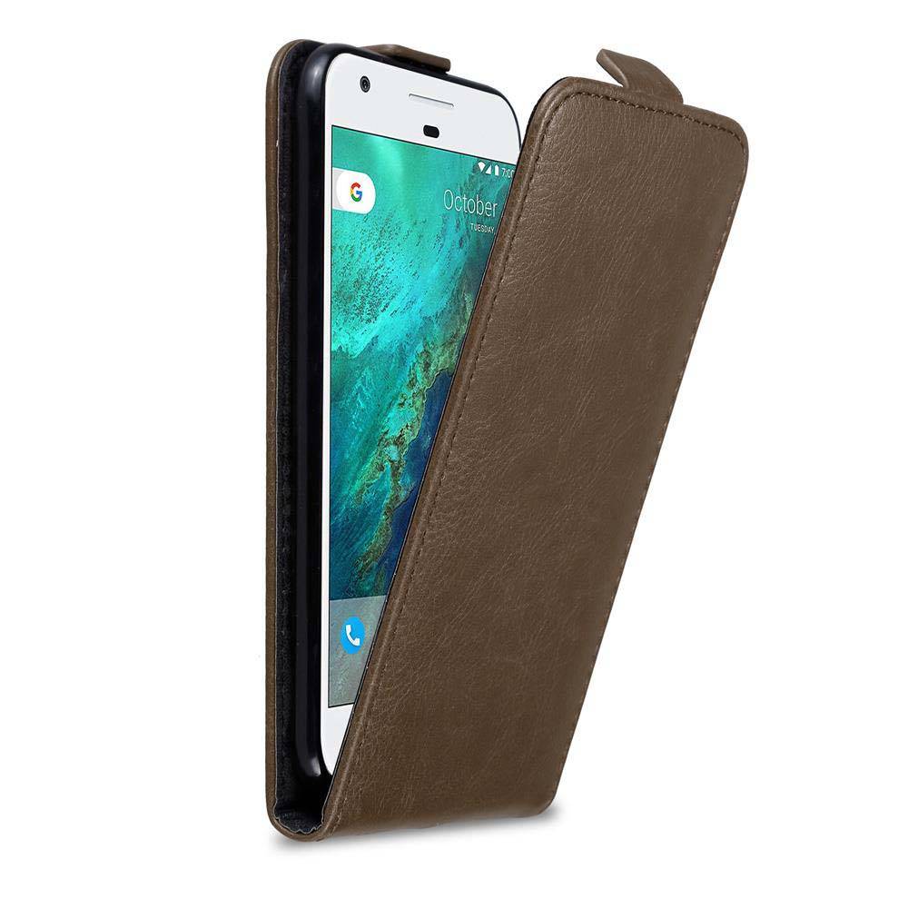 Cadorabo Hülle für Google PIXEL Schutz Hülle in Braun Flip Etui Handyhülle Case Cover