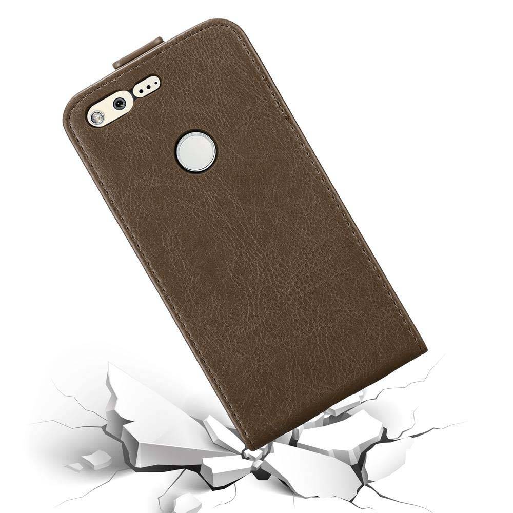 Cadorabo Hülle für Google PIXEL Schutz Hülle in Braun Flip Etui Handyhülle Case Cover