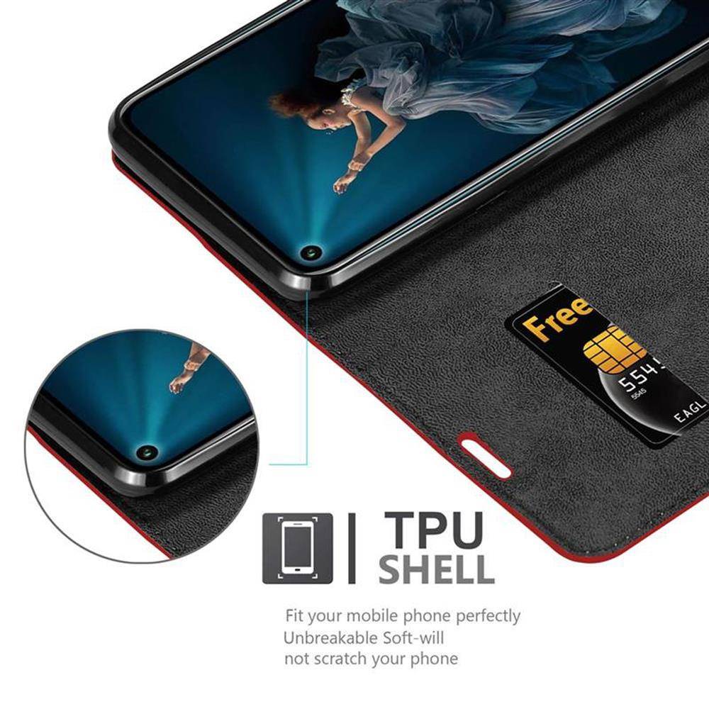 Cadorabo Hülle für Honor 20 PRO Schutz Hülle in Rot Handyhülle Etui Case Cover Magnetverschluss