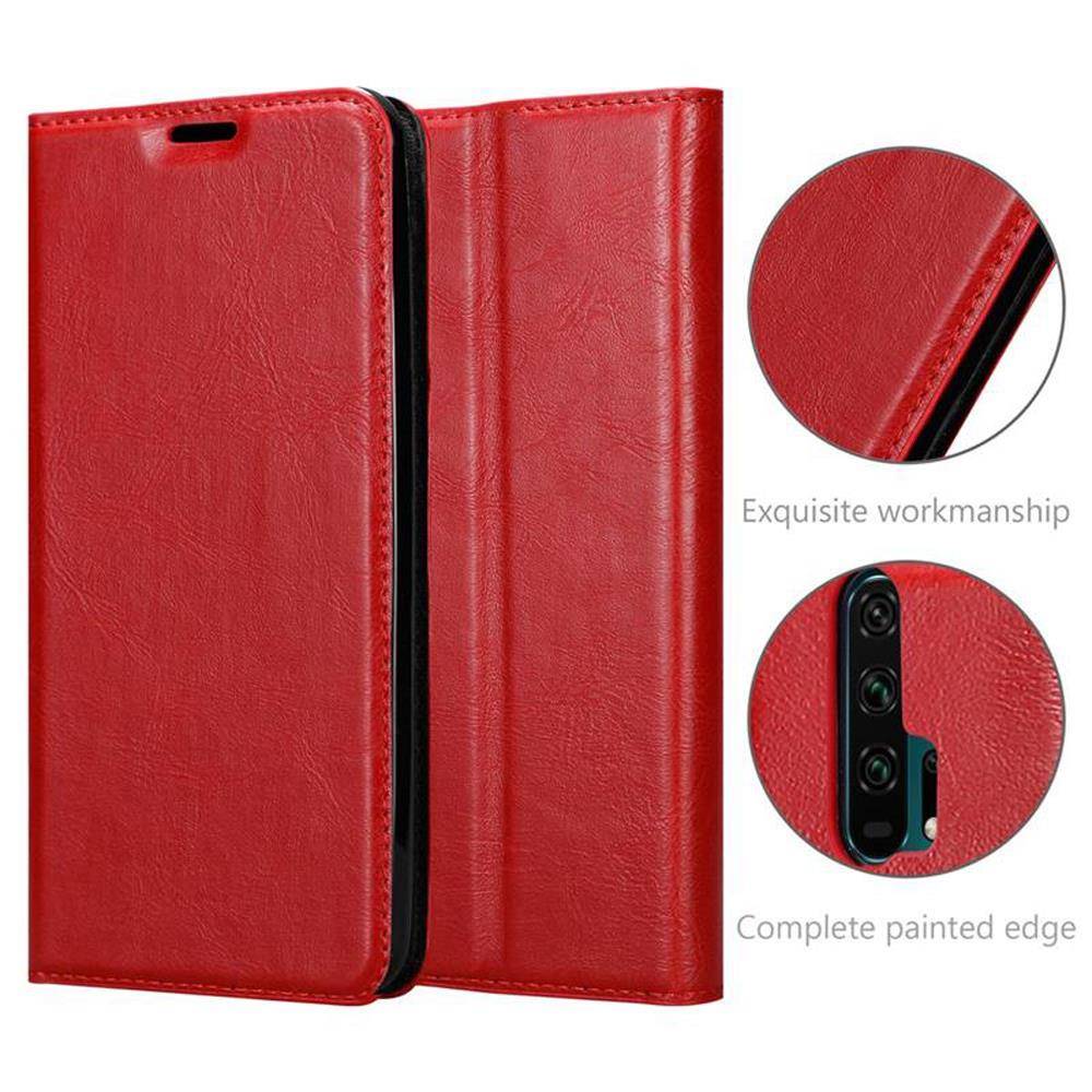 Cadorabo Hülle für Honor 20 PRO Schutz Hülle in Rot Handyhülle Etui Case Cover Magnetverschluss
