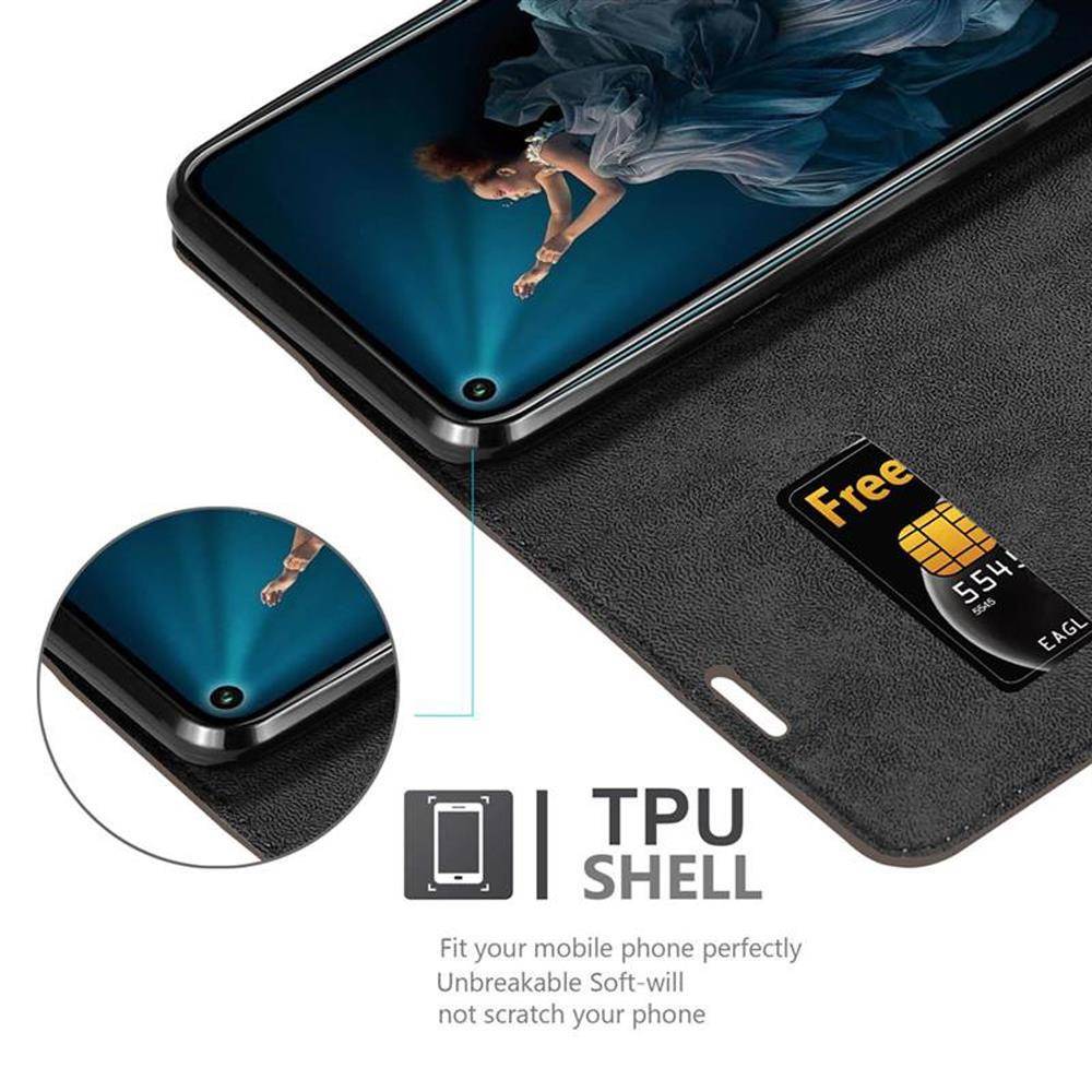 Cadorabo Hülle für Honor 20 PRO Schutz Hülle in Braun Handyhülle Etui Case Cover Magnetverschluss