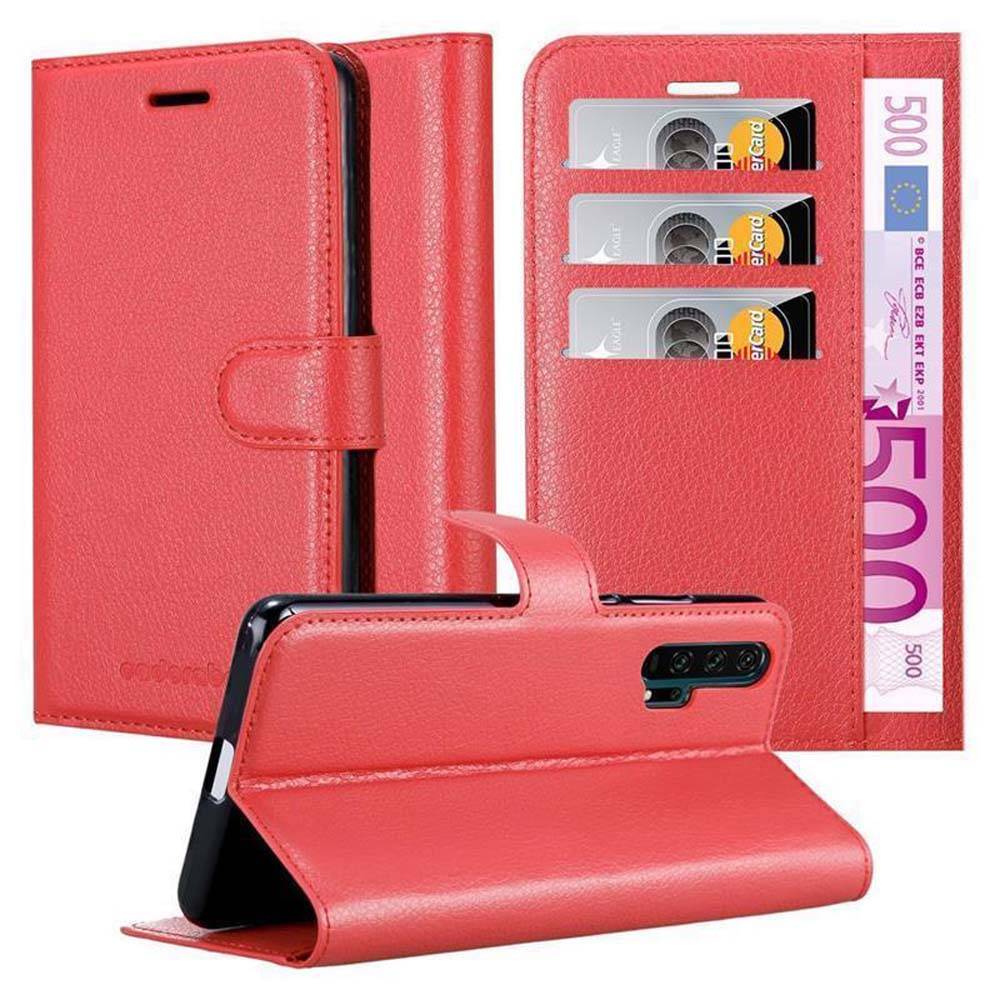 Cadorabo Hülle für Honor 20 PRO Schutz Hülle in Rot Handyhülle Etui Case Cover Magnetverschluss