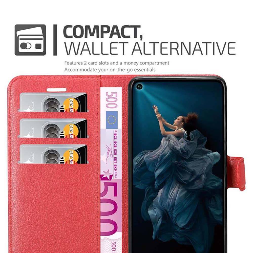 Cadorabo Hülle für Honor 20 PRO Schutz Hülle in Rot Handyhülle Etui Case Cover Magnetverschluss