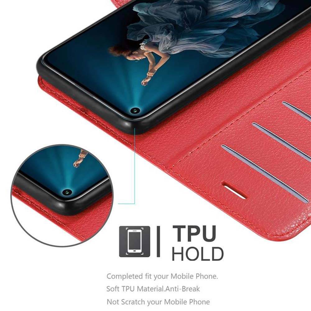 Cadorabo Hülle für Honor 20 PRO Schutz Hülle in Rot Handyhülle Etui Case Cover Magnetverschluss