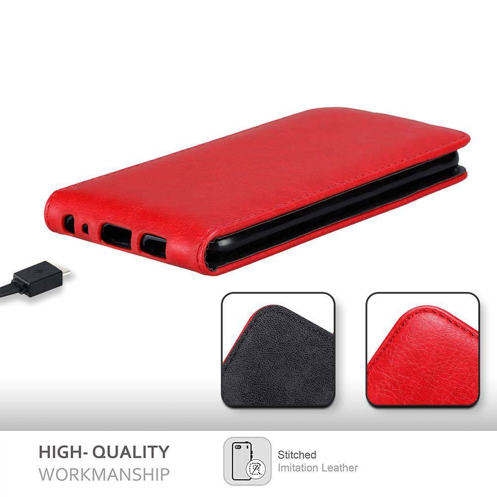 Cadorabo Hülle für Honor 9 LITE Schutz Hülle in Rot Flip Etui Handyhülle Case Cover