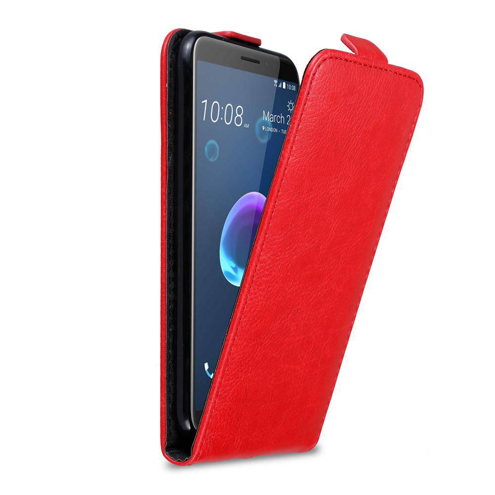 Cadorabo Hülle für HTC Desire 12 Schutz Hülle in Rot Flip Etui Handyhülle Case Cover