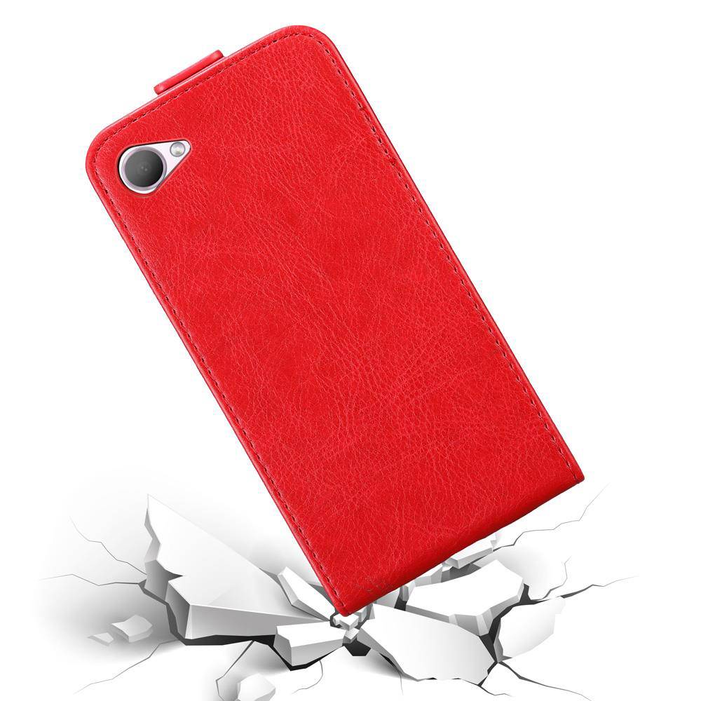 Cadorabo Hülle für HTC Desire 12 Schutz Hülle in Rot Flip Etui Handyhülle Case Cover