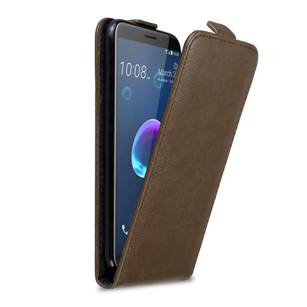 Cadorabo Hülle für HTC Desire 12 Schutz Hülle in Braun Flip Etui Handyhülle Case Cover