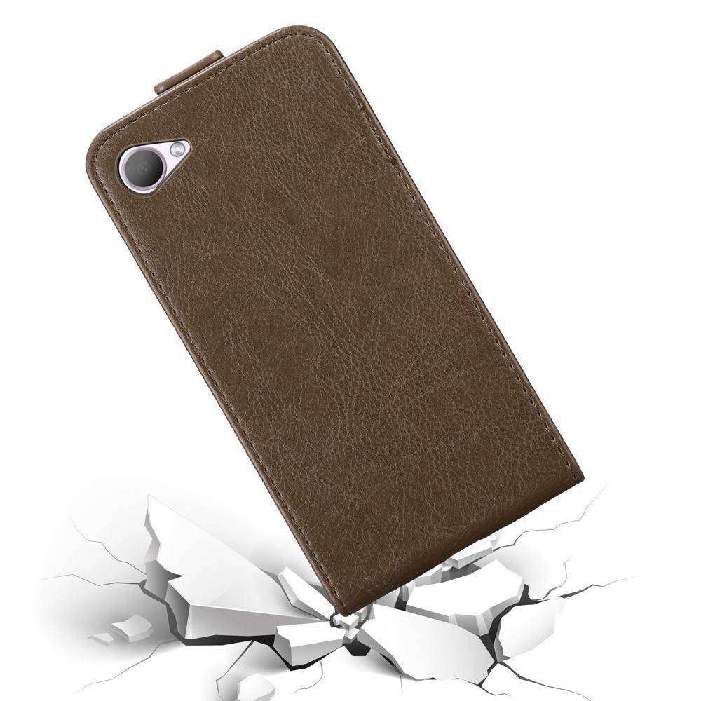 Cadorabo Hülle für HTC Desire 12 Schutz Hülle in Braun Flip Etui Handyhülle Case Cover