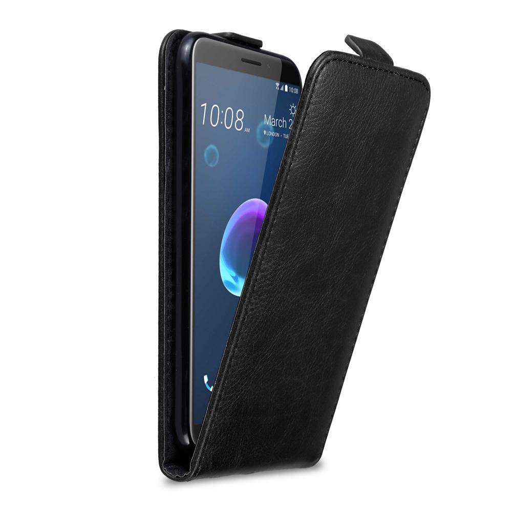 Cadorabo Hülle für HTC Desire 12 Schutz Hülle in Schwarz Flip Etui Handyhülle Case Cover