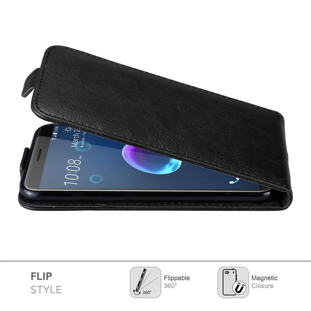 Cadorabo Hülle für HTC Desire 12 Schutz Hülle in Schwarz Flip Etui Handyhülle Case Cover