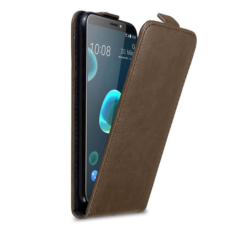 Cadorabo Hülle für HTC Desire 12 PLUS Schutz Hülle in Braun Flip Etui Handyhülle Case Cover