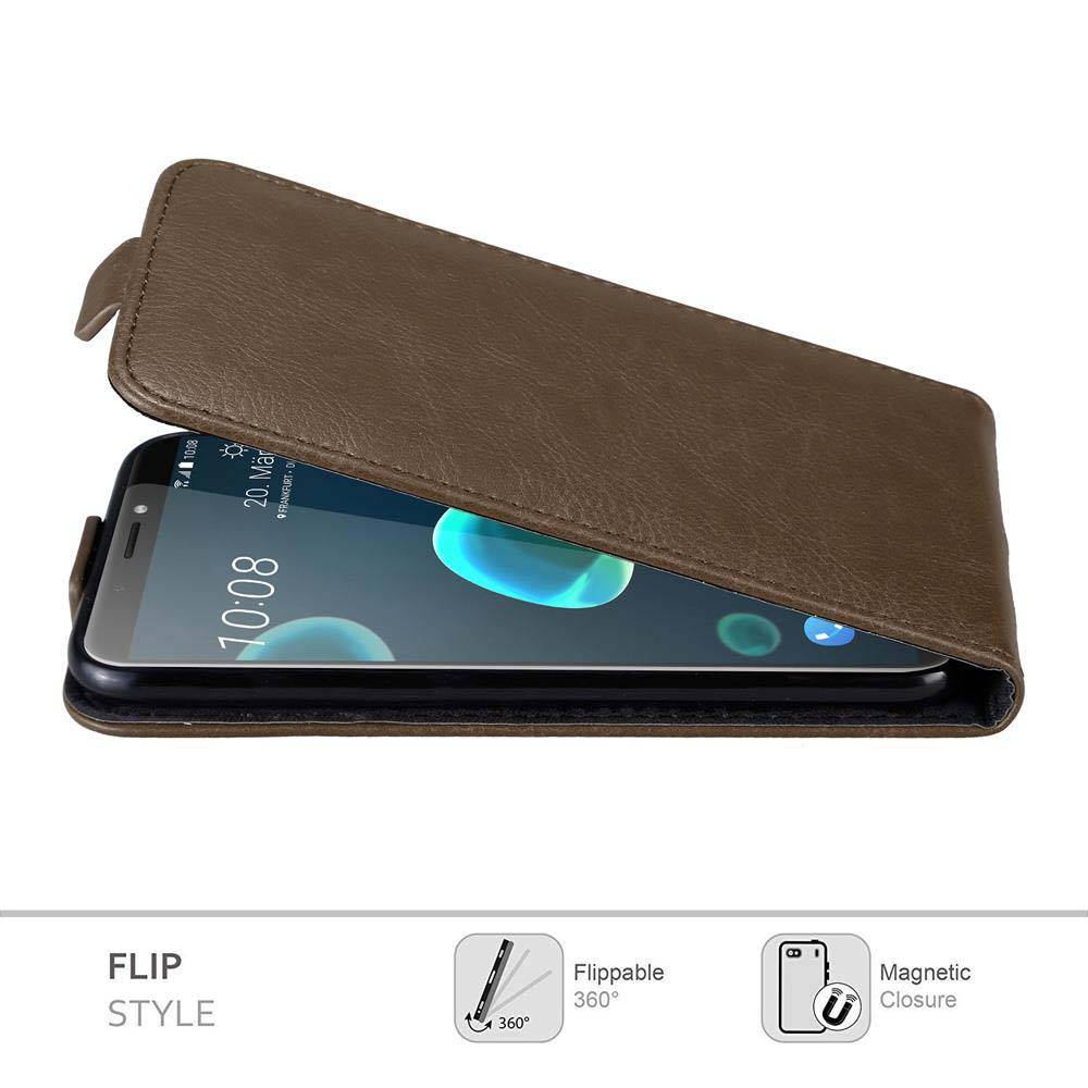 Cadorabo Hülle für HTC Desire 12 PLUS Schutz Hülle in Braun Flip Etui Handyhülle Case Cover