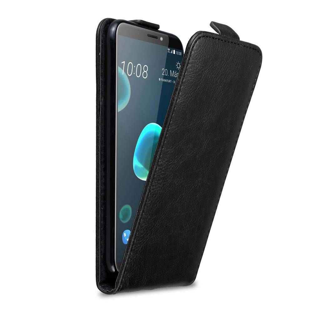 Cadorabo Hülle für HTC Desire 12 PLUS Schutz Hülle in Schwarz Flip Etui Handyhülle Case Cover