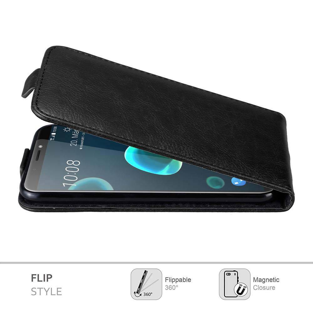 Cadorabo Hülle für HTC Desire 12 PLUS Schutz Hülle in Schwarz Flip Etui Handyhülle Case Cover