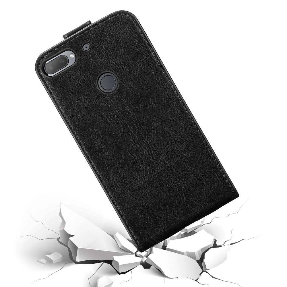 Cadorabo Hülle für HTC Desire 12 PLUS Schutz Hülle in Schwarz Flip Etui Handyhülle Case Cover