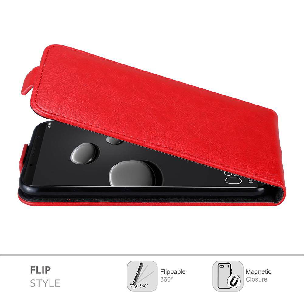 Cadorabo Hülle für Huawei MATE 10 PRO Schutz Hülle in Rot Flip Etui Handyhülle Case Cover