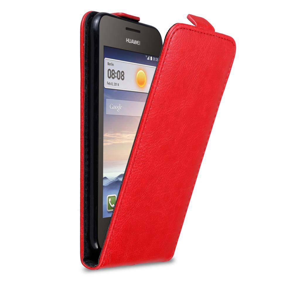 Cadorabo Hülle für Huawei Y3 / Y3C / Y330 / Y331 / Y360 Schutz Hülle in Rot Flip Etui Handyhülle Case Cover
