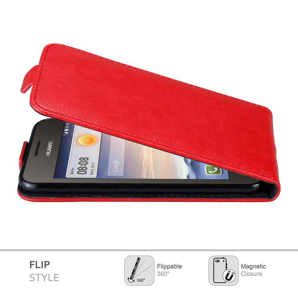Cadorabo Hülle für Huawei Y3 / Y3C / Y330 / Y331 / Y360 Schutz Hülle in Rot Flip Etui Handyhülle Case Cover