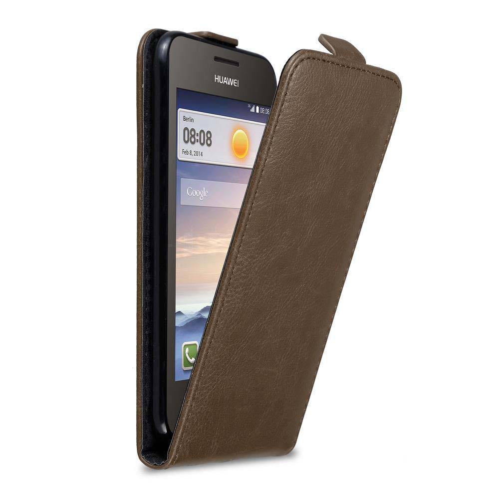 Cadorabo Hülle für Huawei Y3 / Y3C / Y330 / Y331 / Y360 Schutz Hülle in Braun Flip Etui Handyhülle Case Cover