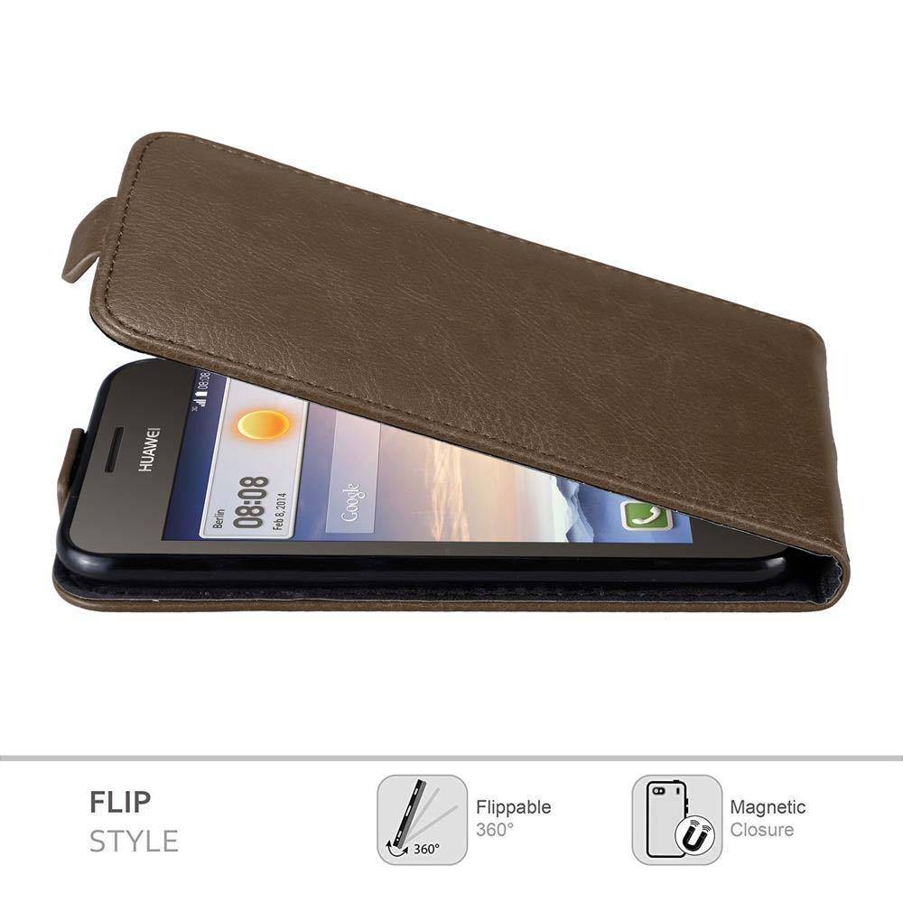 Cadorabo Hülle für Huawei Y3 / Y3C / Y330 / Y331 / Y360 Schutz Hülle in Braun Flip Etui Handyhülle Case Cover