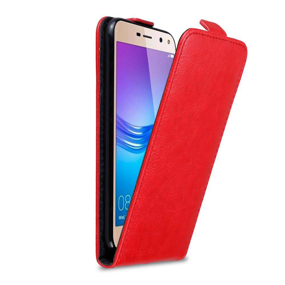 Cadorabo Hülle für Huawei Y5 2017 / Y6 2017 Schutz Hülle in Rot Flip Etui Handyhülle Case Cover