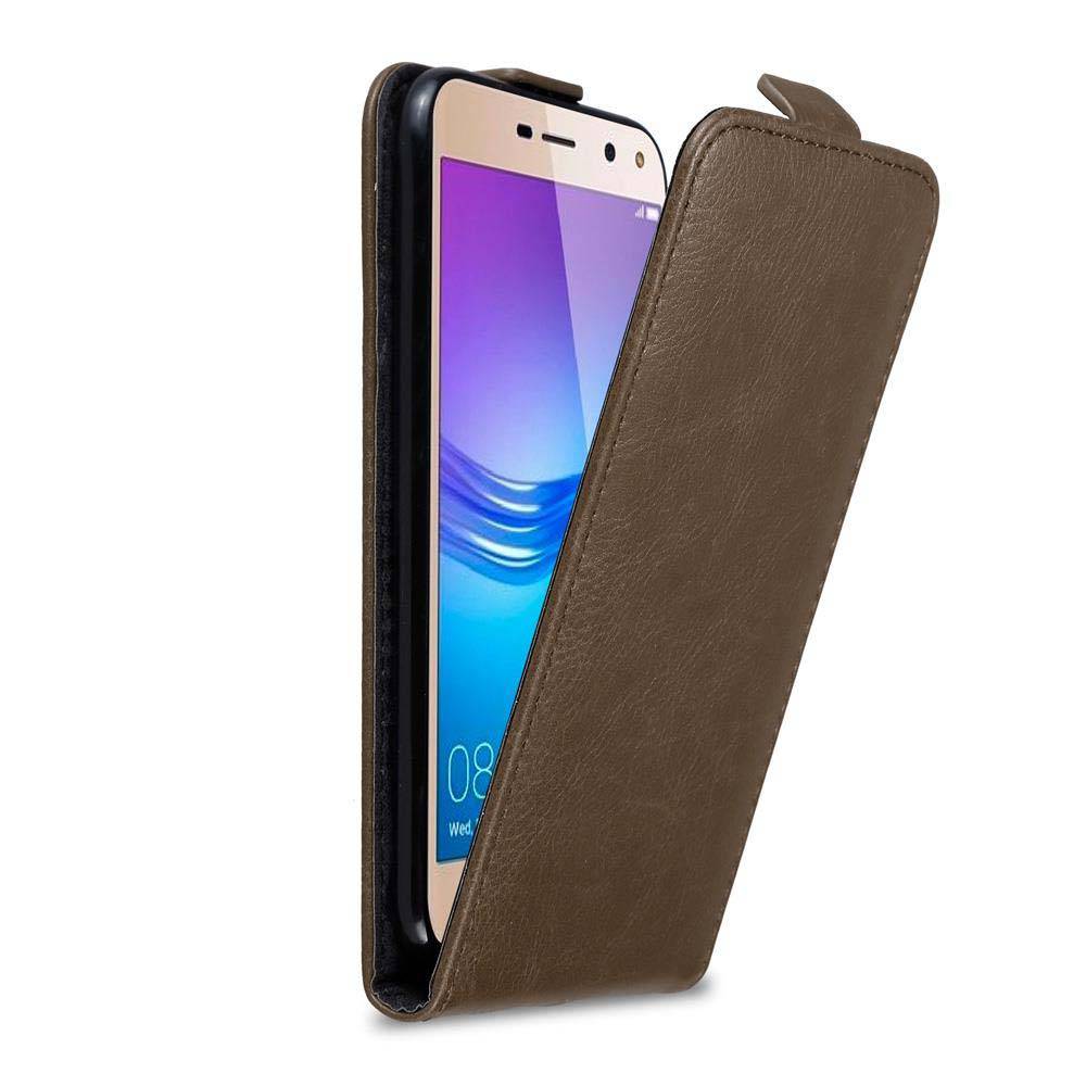 Cadorabo Hülle für Huawei Y5 2017 / Y6 2017 Schutz Hülle in Braun Flip Etui Handyhülle Case Cover