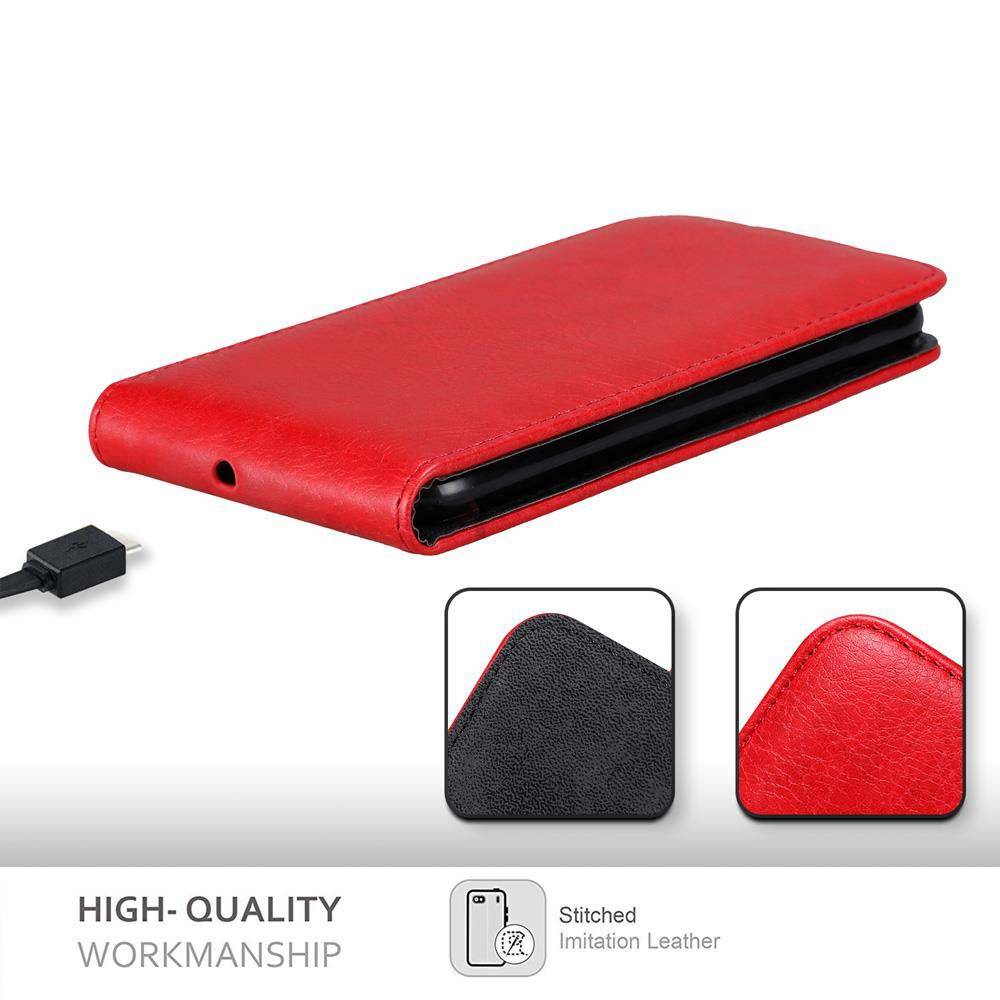 Cadorabo Hülle für Lenovo K6 / K6 POWER Schutz Hülle in Rot Flip Etui Handyhülle Case Cover