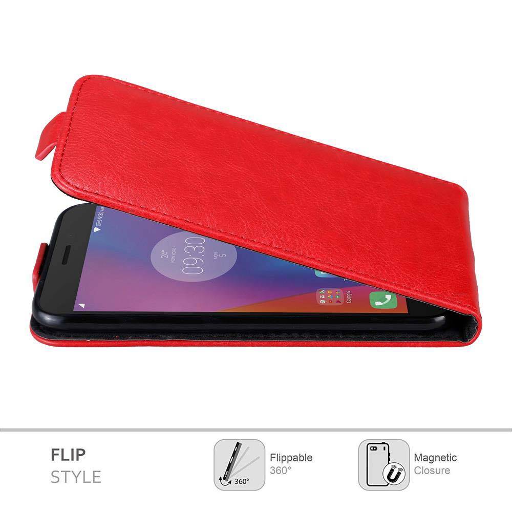 Cadorabo Hülle für Lenovo K6 / K6 POWER Schutz Hülle in Rot Flip Etui Handyhülle Case Cover
