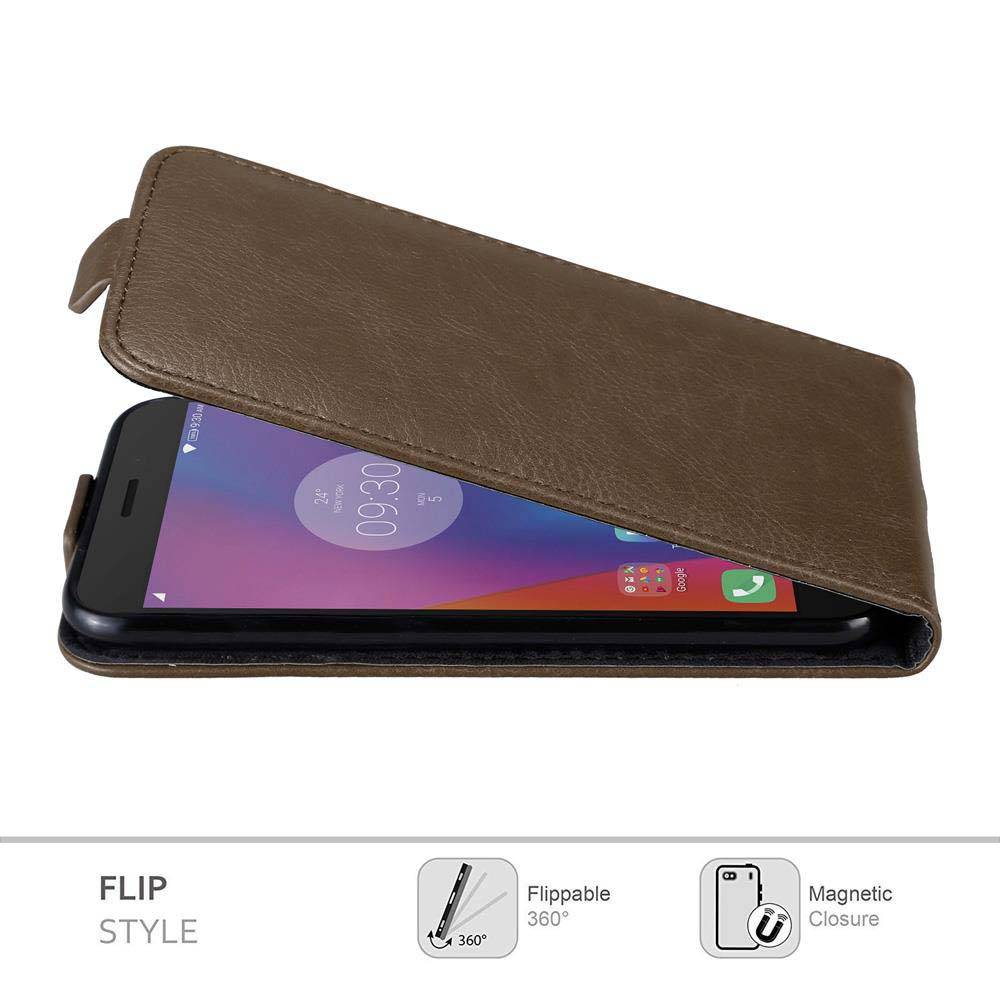 Cadorabo Hülle für Lenovo K6 / K6 POWER Schutz Hülle in Braun Flip Etui Handyhülle Case Cover