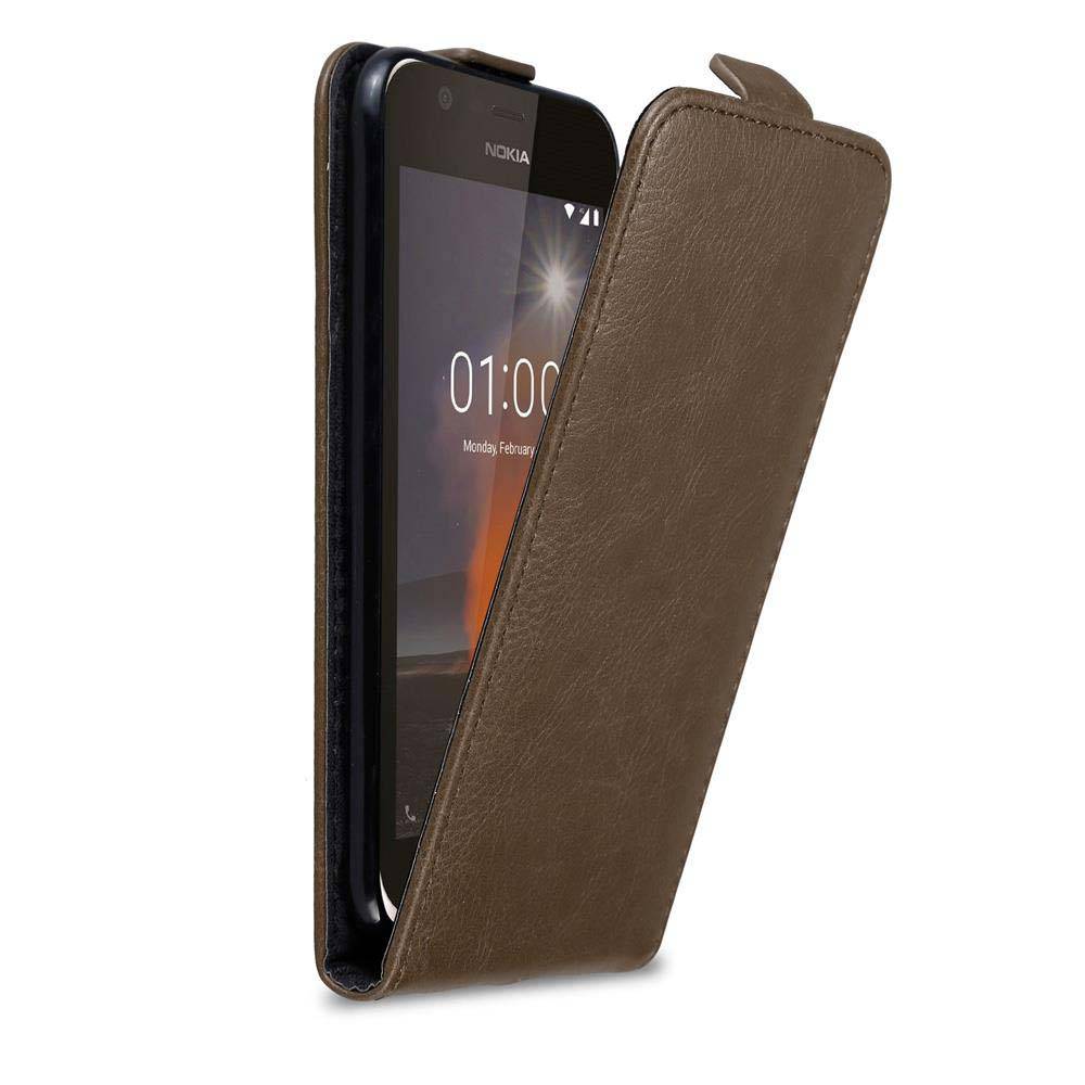 Cadorabo Hülle für Nokia 1 2018 Schutz Hülle in Braun Flip Etui Handyhülle Case Cover