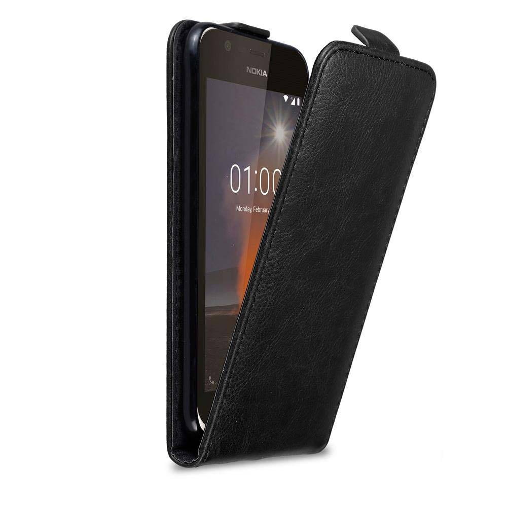 Cadorabo Hülle für Nokia 1 2018 Schutz Hülle in Schwarz Flip Etui Handyhülle Case Cover