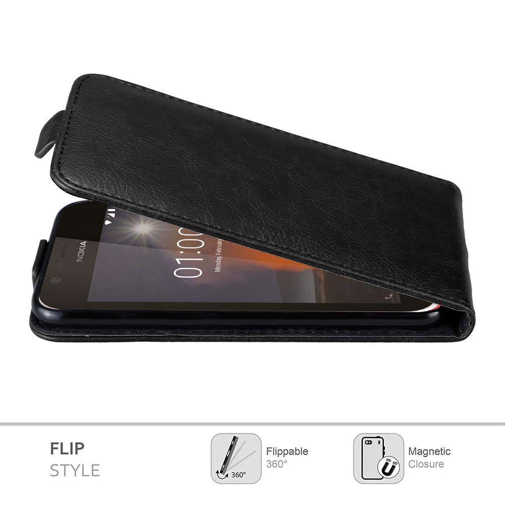 Cadorabo Hülle für Nokia 1 2018 Schutz Hülle in Schwarz Flip Etui Handyhülle Case Cover
