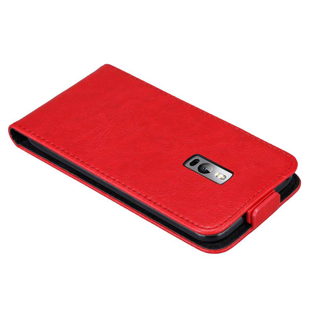 Cadorabo Hülle für OnePlus 2 Schutz Hülle in Rot Flip Etui Handyhülle Case Cover
