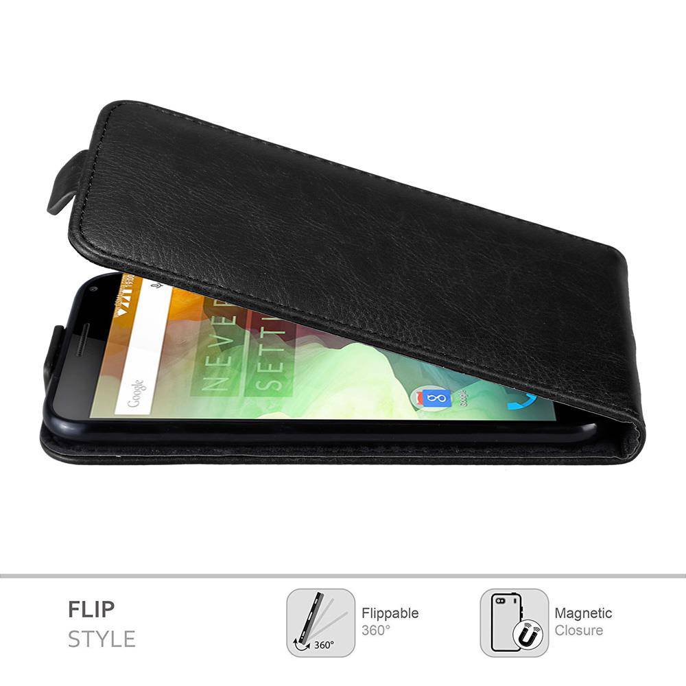 Cadorabo Hülle für OnePlus 2 Schutz Hülle in Schwarz Flip Etui Handyhülle Case Cover