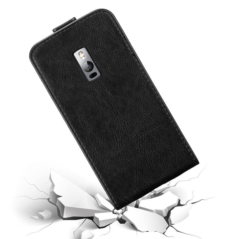 Cadorabo Hülle für OnePlus 2 Schutz Hülle in Schwarz Flip Etui Handyhülle Case Cover