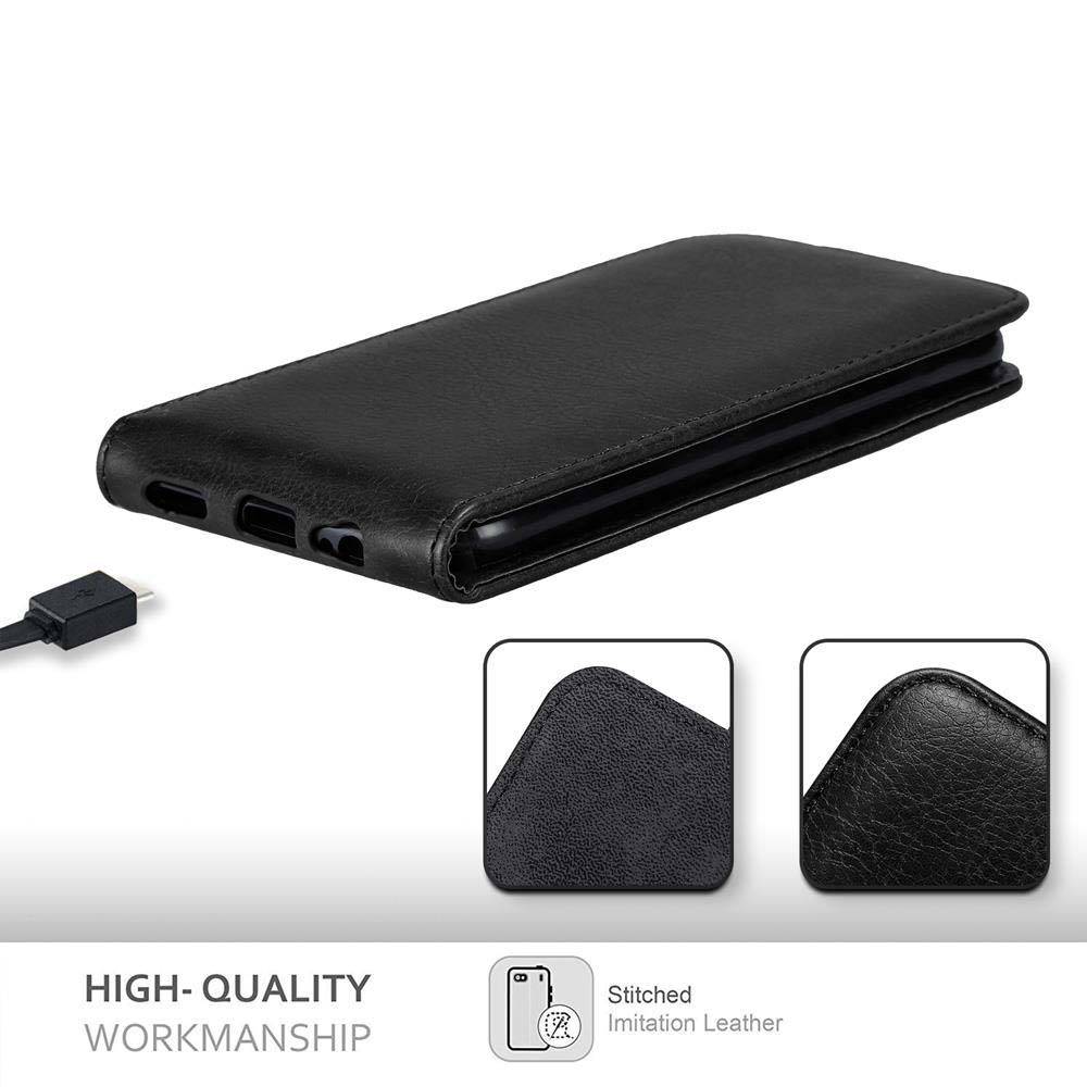 Cadorabo Hülle für OnePlus 5T Schutz Hülle in Schwarz Flip Etui Handyhülle Case Cover