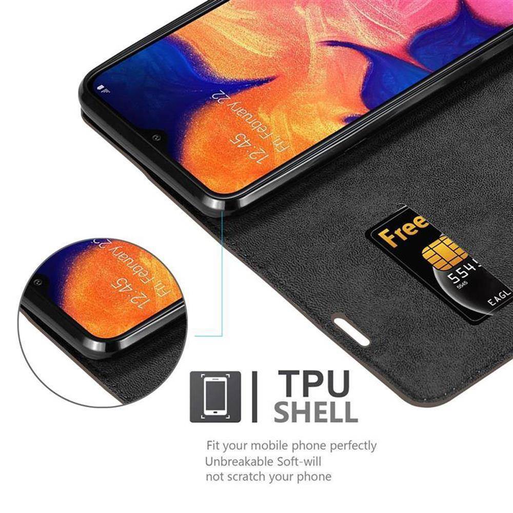Cadorabo Hülle für Samsung Galaxy A10 / M10 Schutz Hülle in Braun Handyhülle Etui Case Cover Magnetverschluss