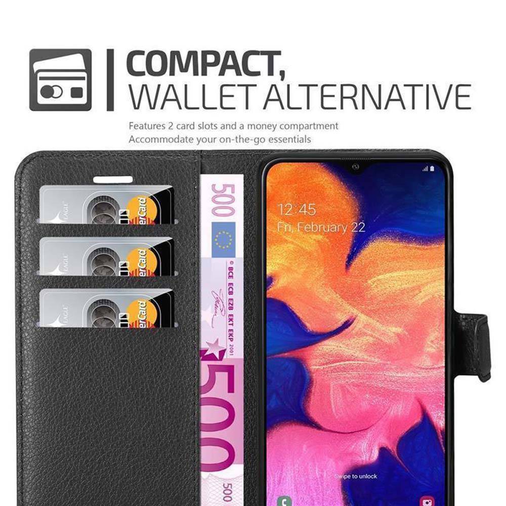 Cadorabo Hülle für Samsung Galaxy A10 / M10 Schutz Hülle in Schwarz Handyhülle Etui Case Cover Magnetverschluss