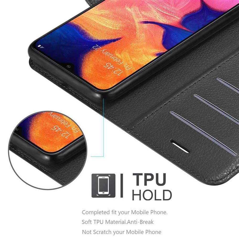 Cadorabo Hülle für Samsung Galaxy A10 / M10 Schutz Hülle in Schwarz Handyhülle Etui Case Cover Magnetverschluss