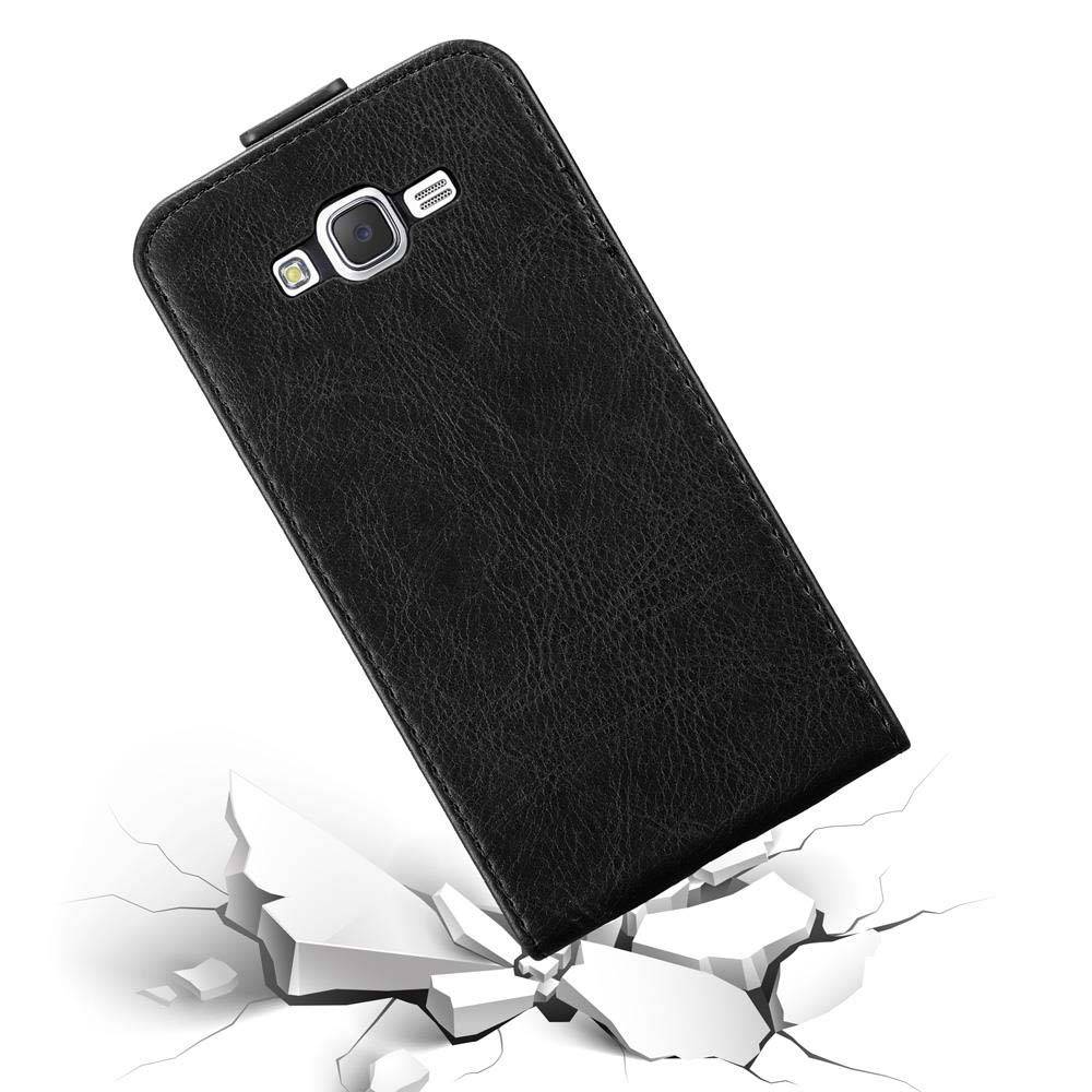 Cadorabo Hülle für Samsung Galaxy J7 2015 Schutz Hülle in Schwarz Flip Etui Handyhülle Case Cover