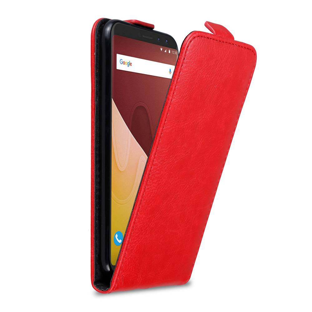 Cadorabo Hülle für WIKO VIEW GO Schutz Hülle in Rot Flip Etui Handyhülle Case Cover