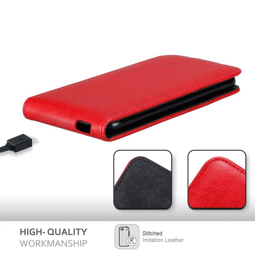 Cadorabo Hülle für WIKO VIEW GO Schutz Hülle in Rot Flip Etui Handyhülle Case Cover