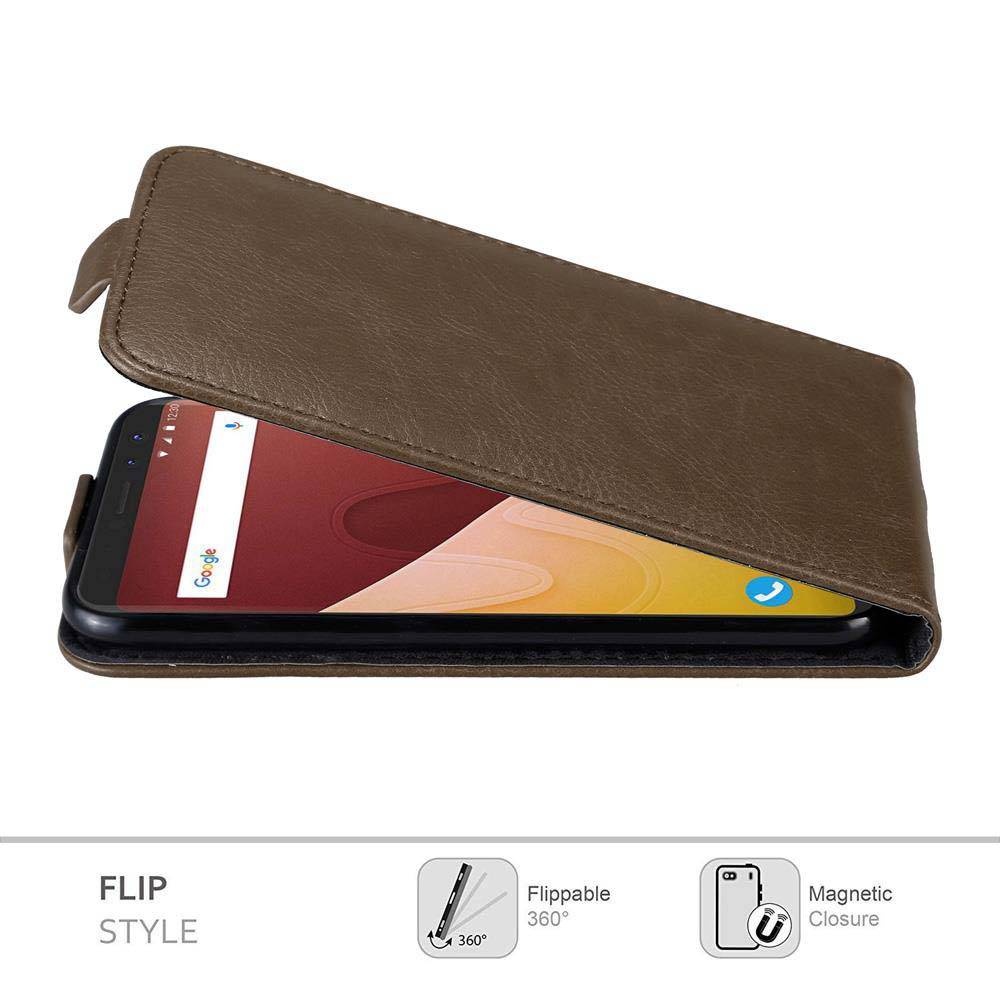 Cadorabo Hülle für WIKO VIEW GO Schutz Hülle in Braun Flip Etui Handyhülle Case Cover