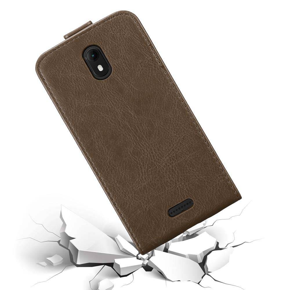 Cadorabo Hülle für WIKO VIEW GO Schutz Hülle in Braun Flip Etui Handyhülle Case Cover