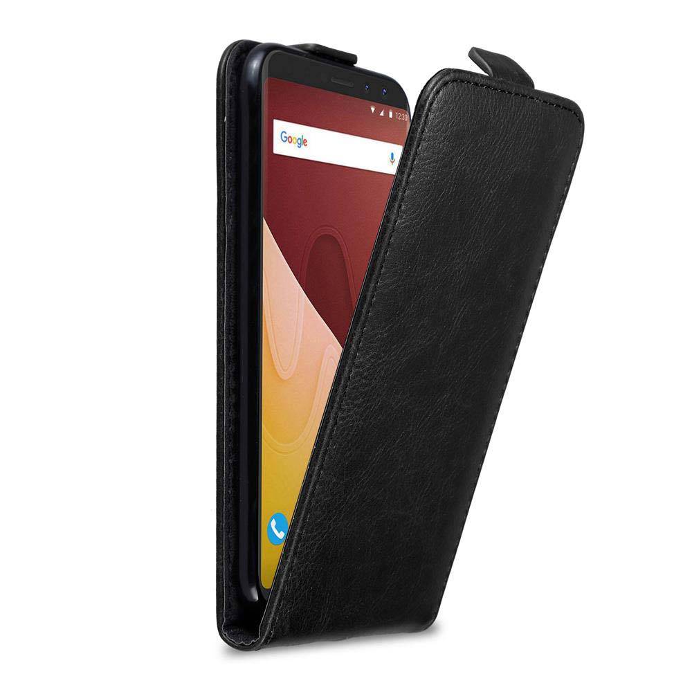 Cadorabo Hülle für WIKO VIEW GO Schutz Hülle in Schwarz Flip Etui Handyhülle Case Cover