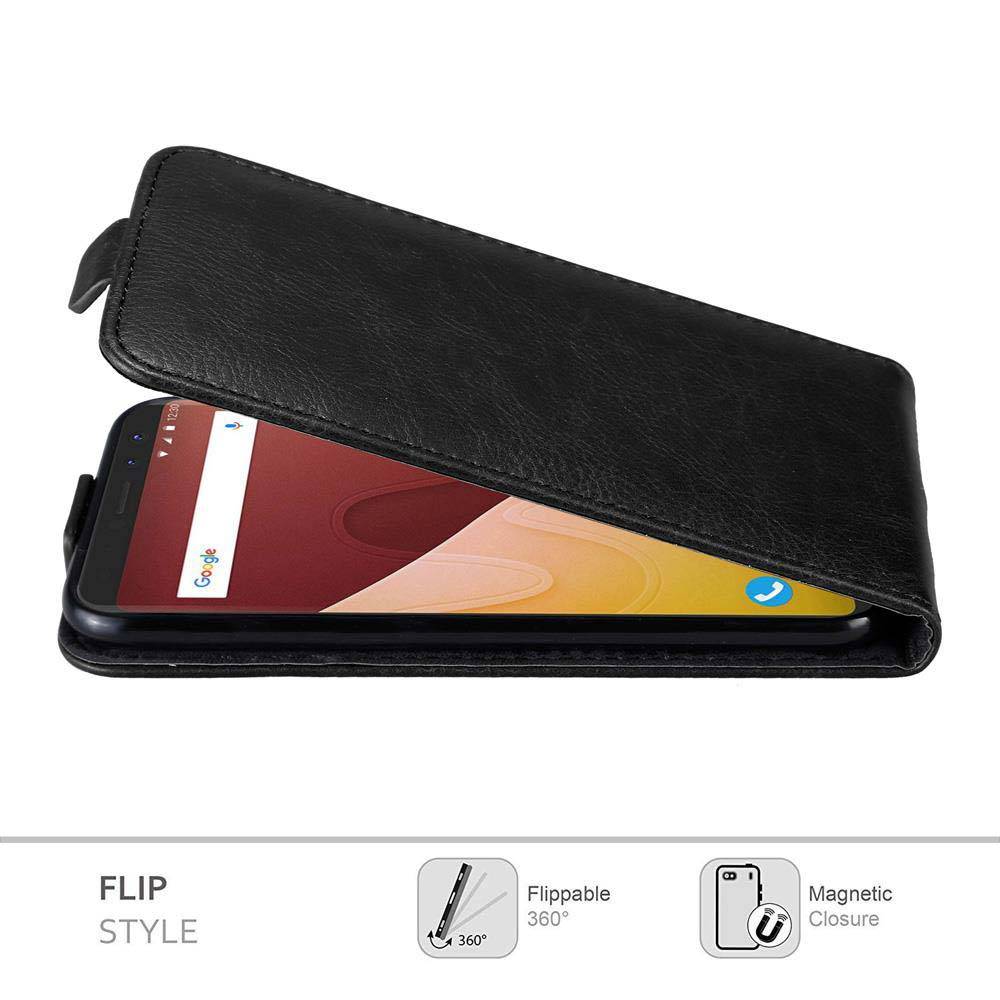 Cadorabo Hülle für WIKO VIEW GO Schutz Hülle in Schwarz Flip Etui Handyhülle Case Cover