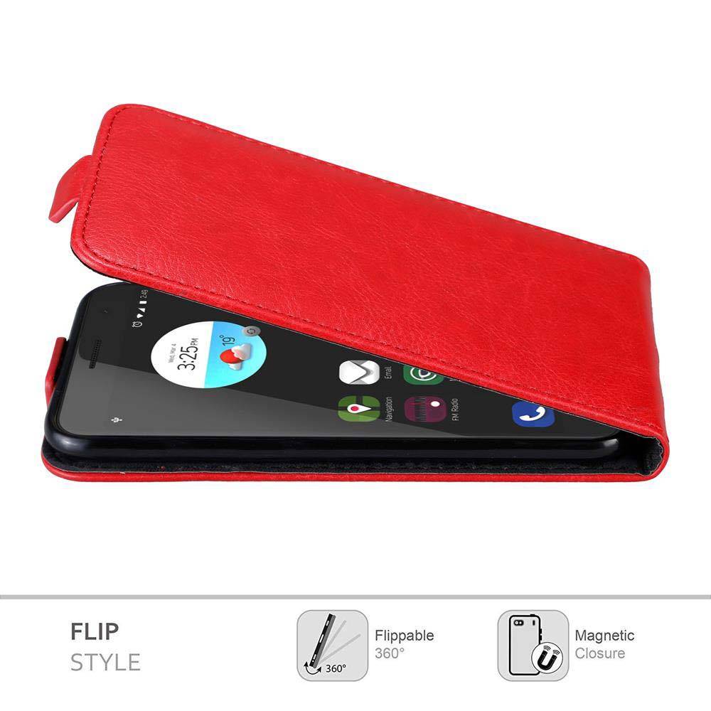 Cadorabo Hülle für ZTE Blade V7 Schutz Hülle in Rot Flip Etui Handyhülle Case Cover