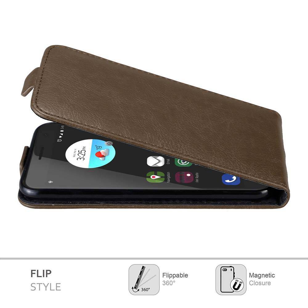 Cadorabo Hülle für ZTE Blade V7 Schutz Hülle in Braun Flip Etui Handyhülle Case Cover
